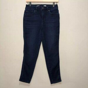 Seven7 Ultra High Rise Skinny Crop Dark Wash Button Jeans